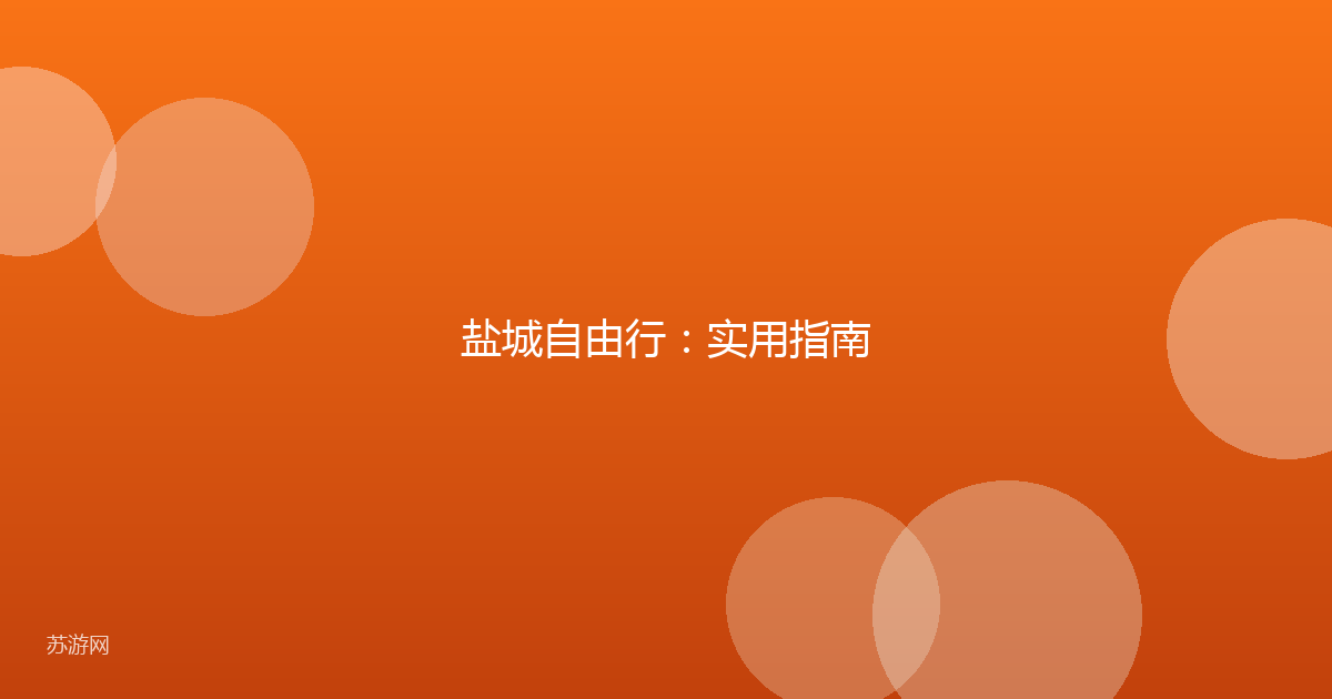 盐城自由行:实用指南
