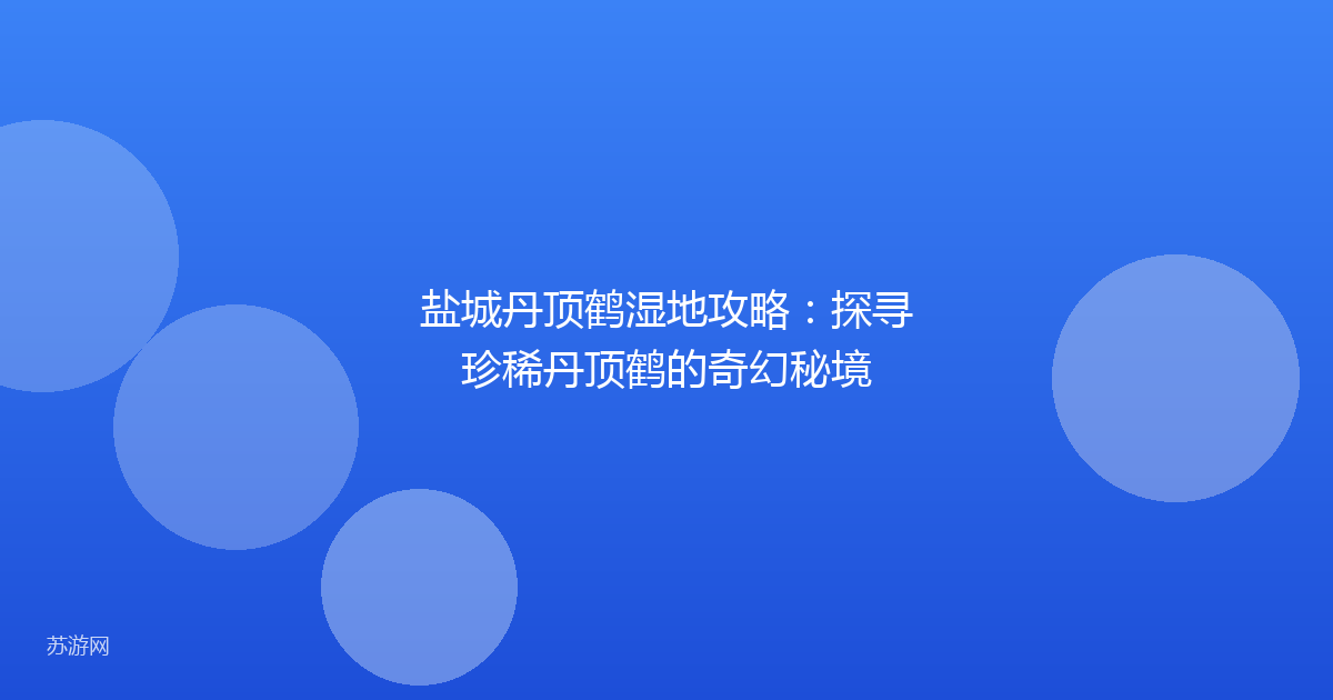 盐城丹顶鹤湿地攻略：探寻珍稀丹顶鹤的奇幻秘境