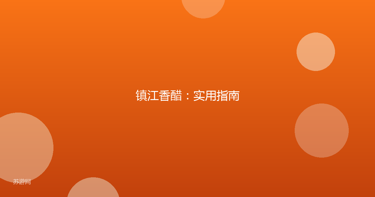 镇江香醋：实用指南