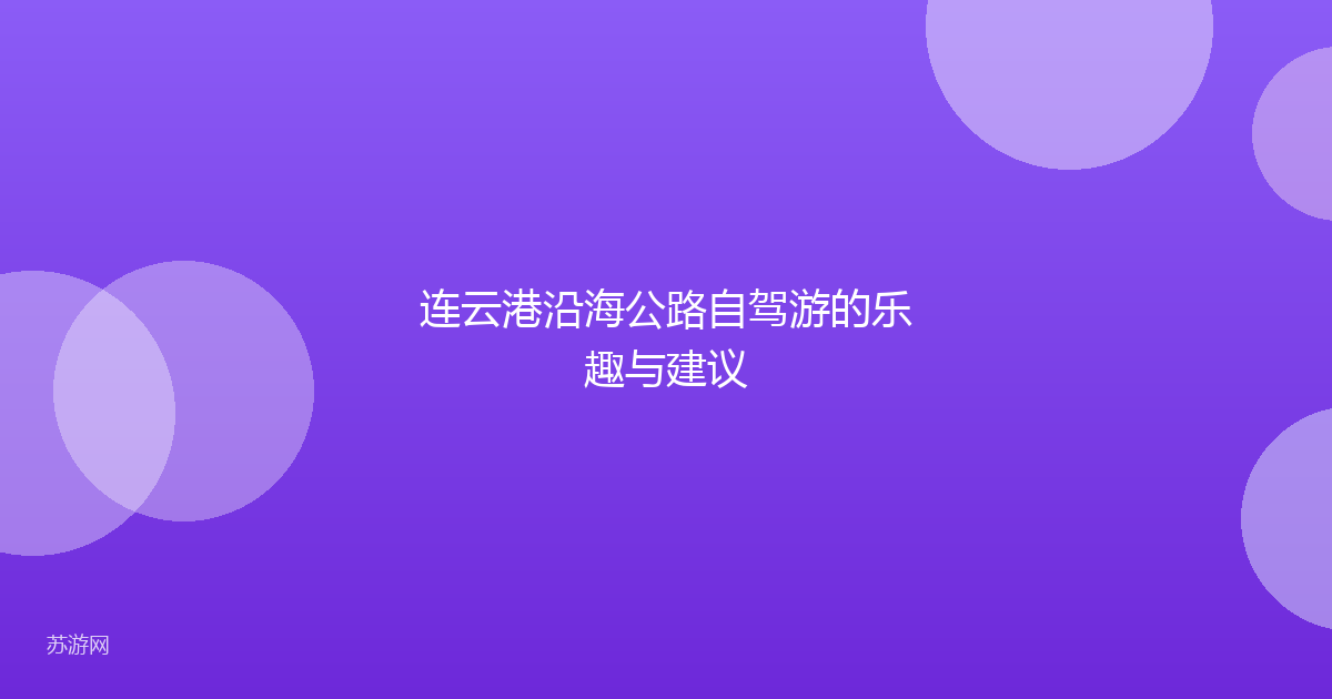 连云港沿海公路自驾游的乐趣与建议
