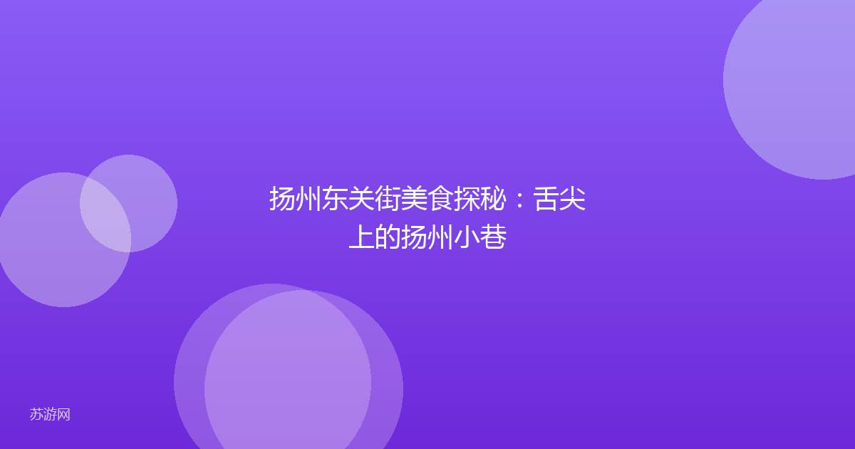 扬州东关街美食探秘:舌尖上的扬州小巷